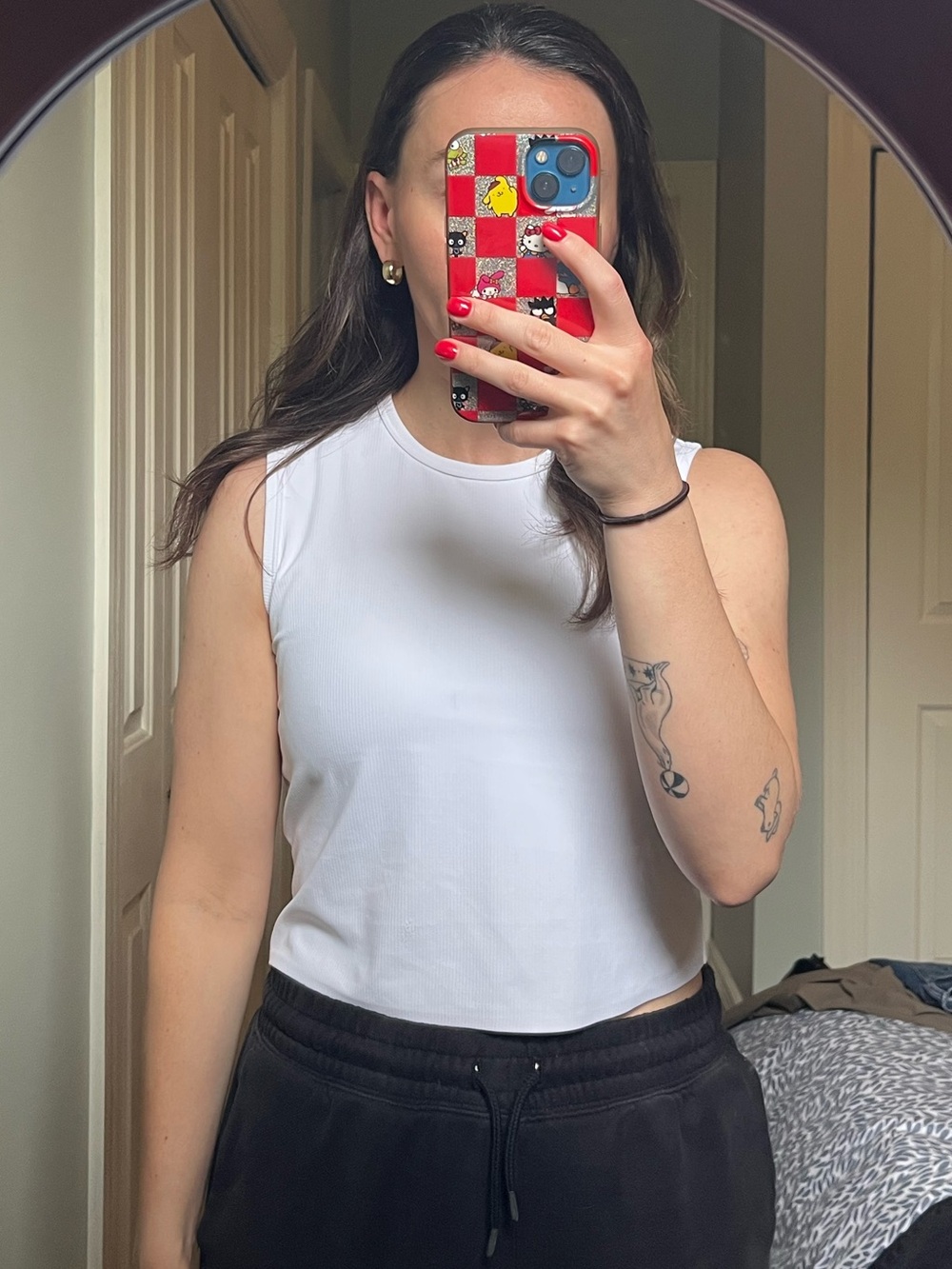 UNIQLO White Ribbed Active Sleeveless Crop Top